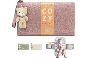 J&Joo Portable Diaper Changing Pad - Ultra Soft, Extra Padded, Waterproof Baby Changer Travel Essential, EZ Access Mesh Pockets, Gift for Baby Shower, Newborn Girls and Boys, 0-12 Months