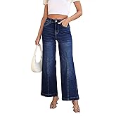 Lunaaevi Women High Rise Flared Jeans Straight Leg Jeans for Women Trendy Mom Baggy Wide Leg Denim Pants