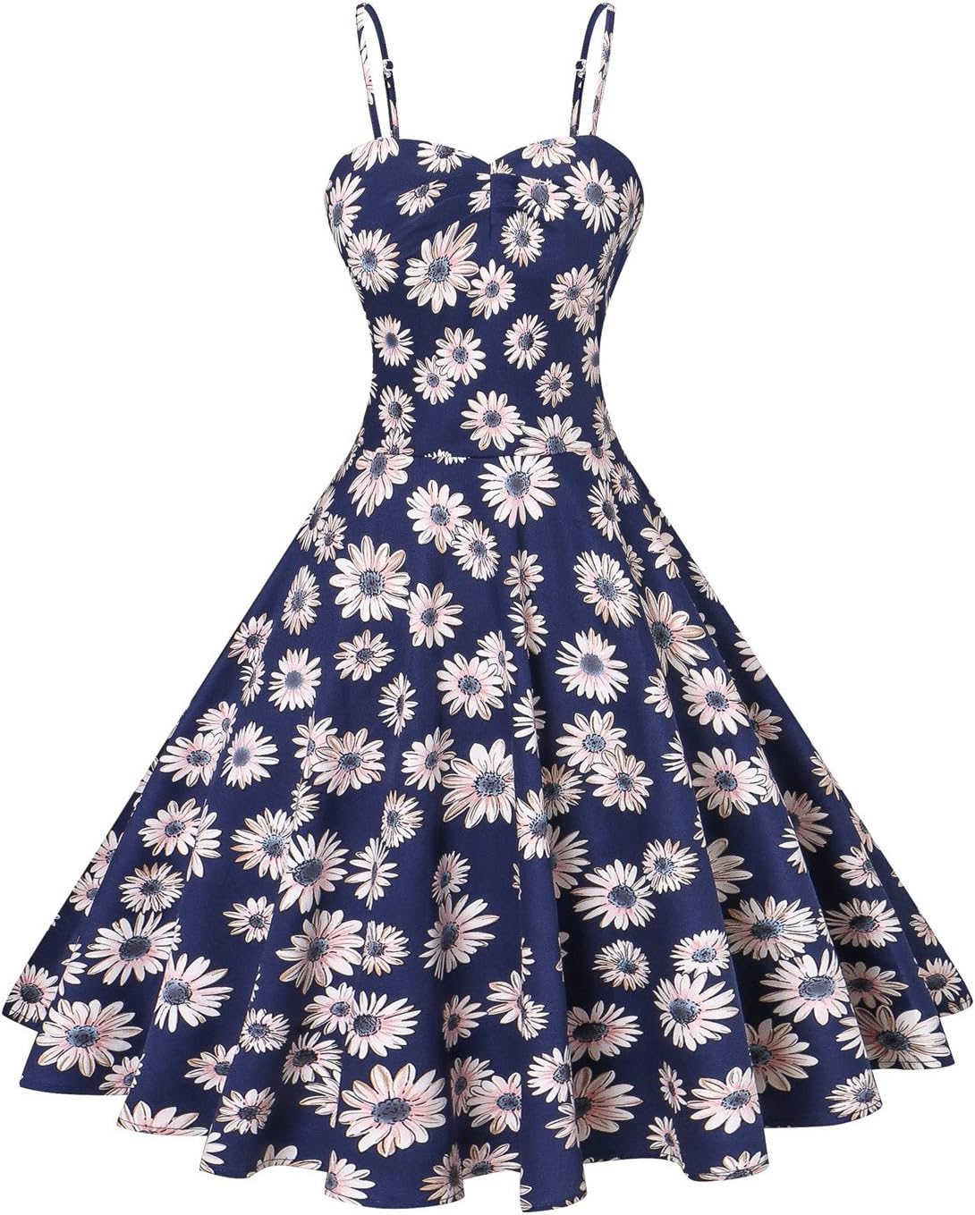 VOGTORY Women's Plus Size Floral Strappy Swing Dress Beach Slip Dress Short Braces Skirt