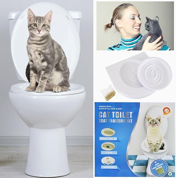 Cat Toilet Training Seat Litter Tray Kit Pet Kitty Potty Train System Cat Nip With Step By Step