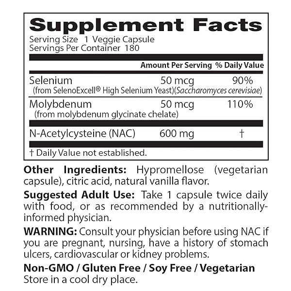 DOCTOR’S BEST NAC DETOX REGULATORS WITH SELENO EXCELL, NON-GMO, VEGETARIAN, GLUTEN&SOY FREE, 180 VEGGIE CAPS, 180COUNT
