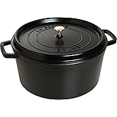 Staub 1103425 Black Cast Iron 13.25 Qt. Round Cocotte