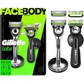Gillette Labs Razor Duo Pack for Men, 1 Face Razor, 1 Body + Intimate Razor, 4 Razor Blade Refills (2 Face, 2 Body)