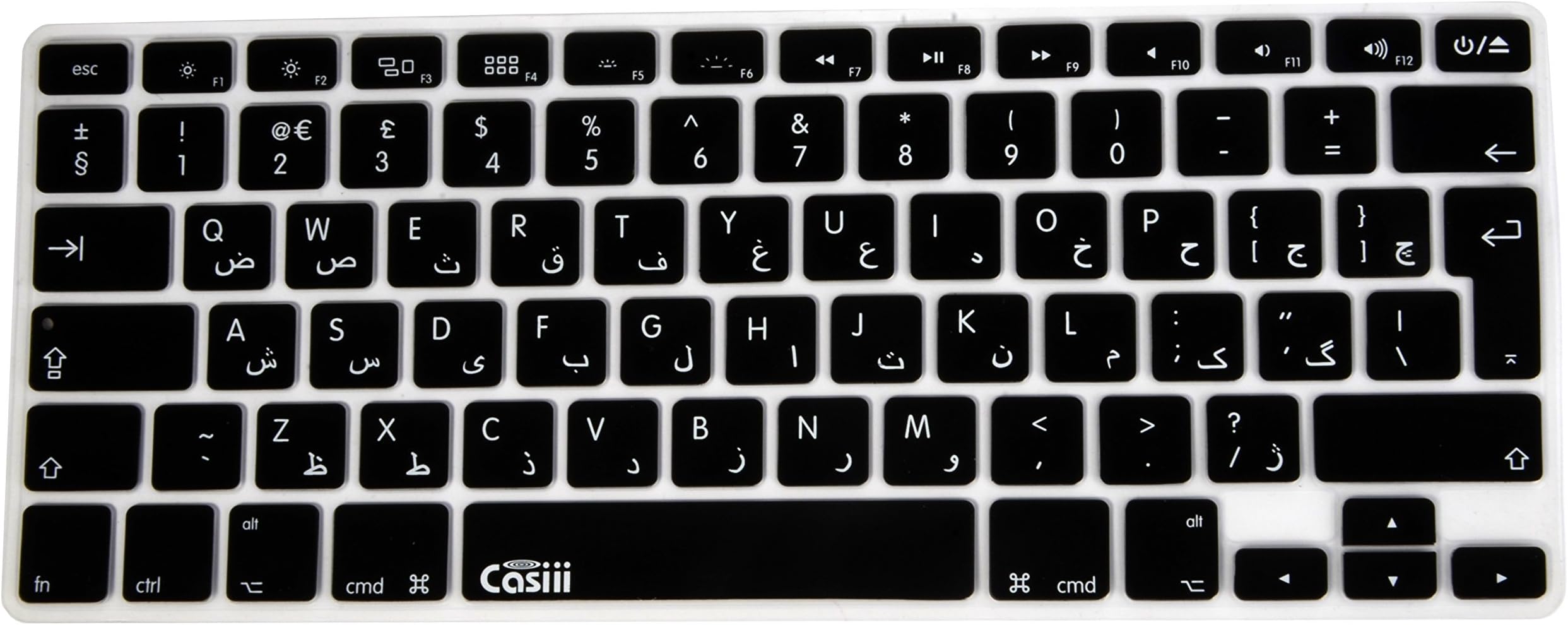 Casiii Arabic English Ultrathin Silicone MacBook Keyboard Cover for Macbook, Macbook Pro, Macbook Air, and iMac, 13, 15, and 17 Inch, With/Without Retina Display (Black)