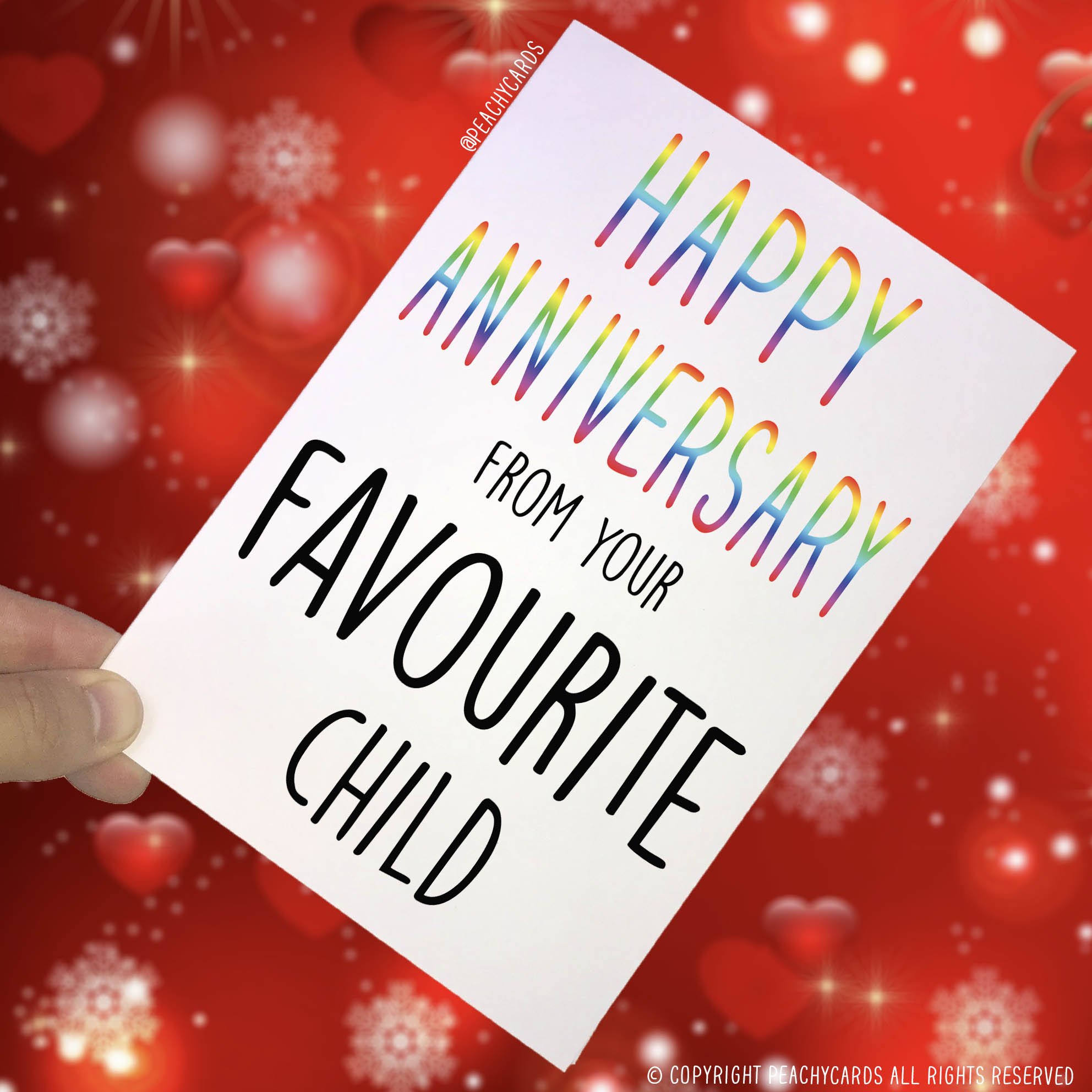 Anniversary Cards, Happy Anniversary from Your Favourite Child, Mum Card, Dad Card, Anniversary Greeting Card, Funny Cards, Novelty PC43