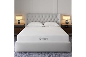 SWISSLUX 8-Inch Full Size Mattress, iCOOL Tech and Cooling Gel Infused Medium Plush Memory Foam Mattress, CertiPUR-US Certified, Bed-in-a-Box, White, Full Size (75" L x 54" W x 8" H)