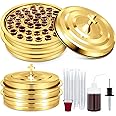 Zhehao 2 Sets Holy Communion Trays With Lid, Cup Fillers, and 100 Disposable Cups for Churches (Golden)