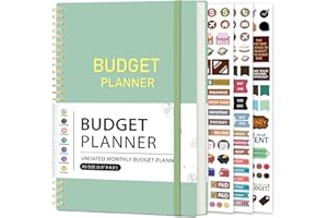 KMQOY Budget Planner-Monthly Budget Book with Expense Tracker Notebook/Accounting Book, A5 Monthly Financial Organizer Planner, Manage Your Money Effectively, Start Anytime, 1 Year Use, Green