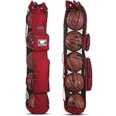 Fitdom Heavy Duty XL Basketball Mesh Equipment Ball Bag w/Shoulder Strap Design for Coach with 2 Front Pockets for Coaching & Sport Accessories. This Team Tube Carrier Can Store Up to 5 Basketballs