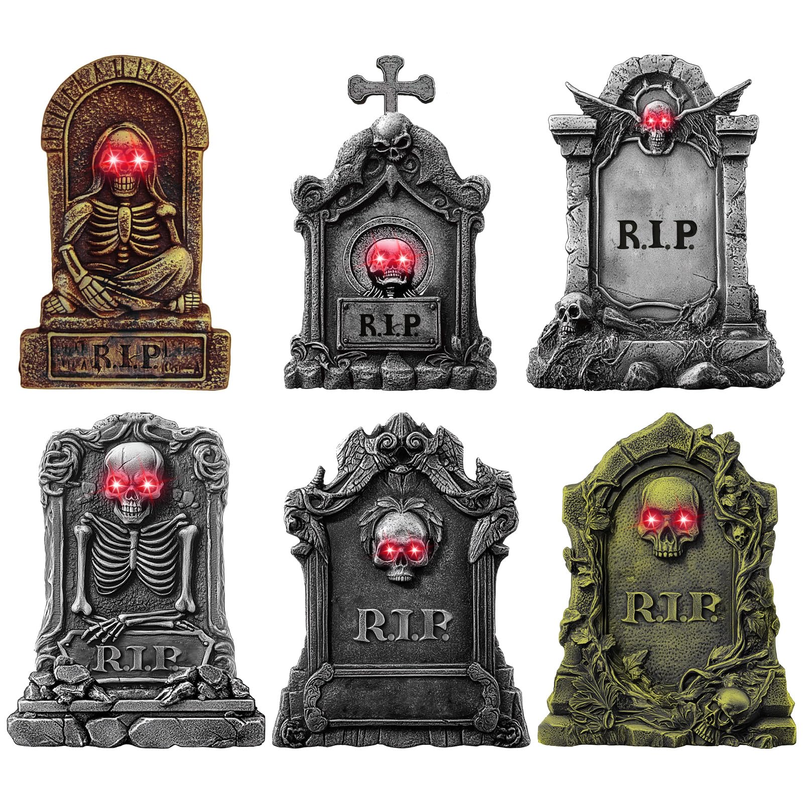 Photo 1 of *USED*
Set of 6 Pack Halloween Tombstone Yard Sign with Stake Lighted Tombstones Halloween Decorations Outdoor Graveyard Gravestone(11 x 15.3 Inches)