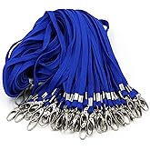 Beebel 100 Pack Lanyards Bulk Blue Lanyard for Office Id Badges Flat Lanyard with Badge Clip Swivel Hook (100 Pack, Blue)