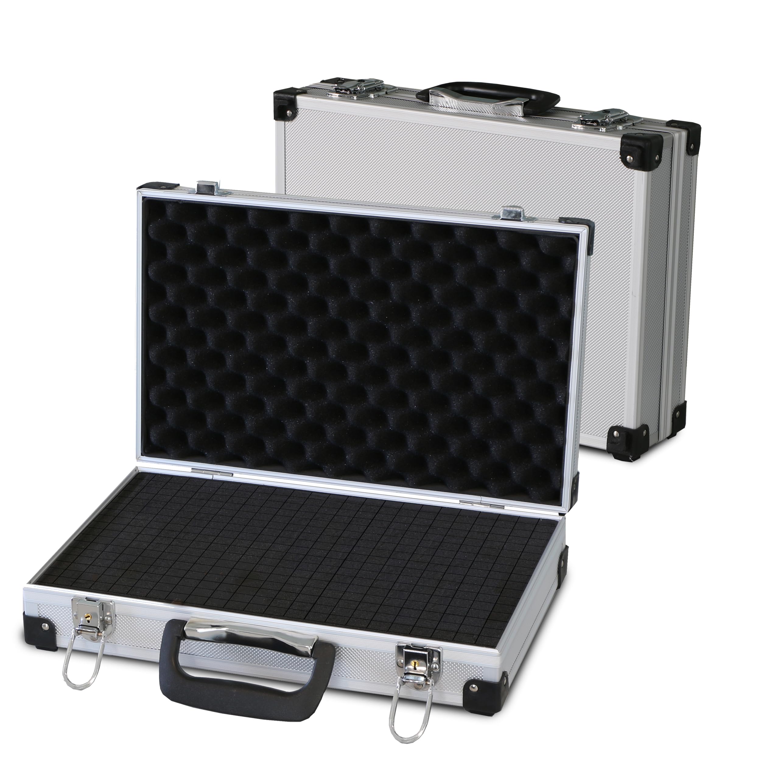 PeakTech 7260 - Carrying Case for Measurement Instrument, Resistant Aluminum Case, Tool Compartment, Foam Padding, with Padlock, Case, Dustproof, L - 370 x 80 x 230 mm