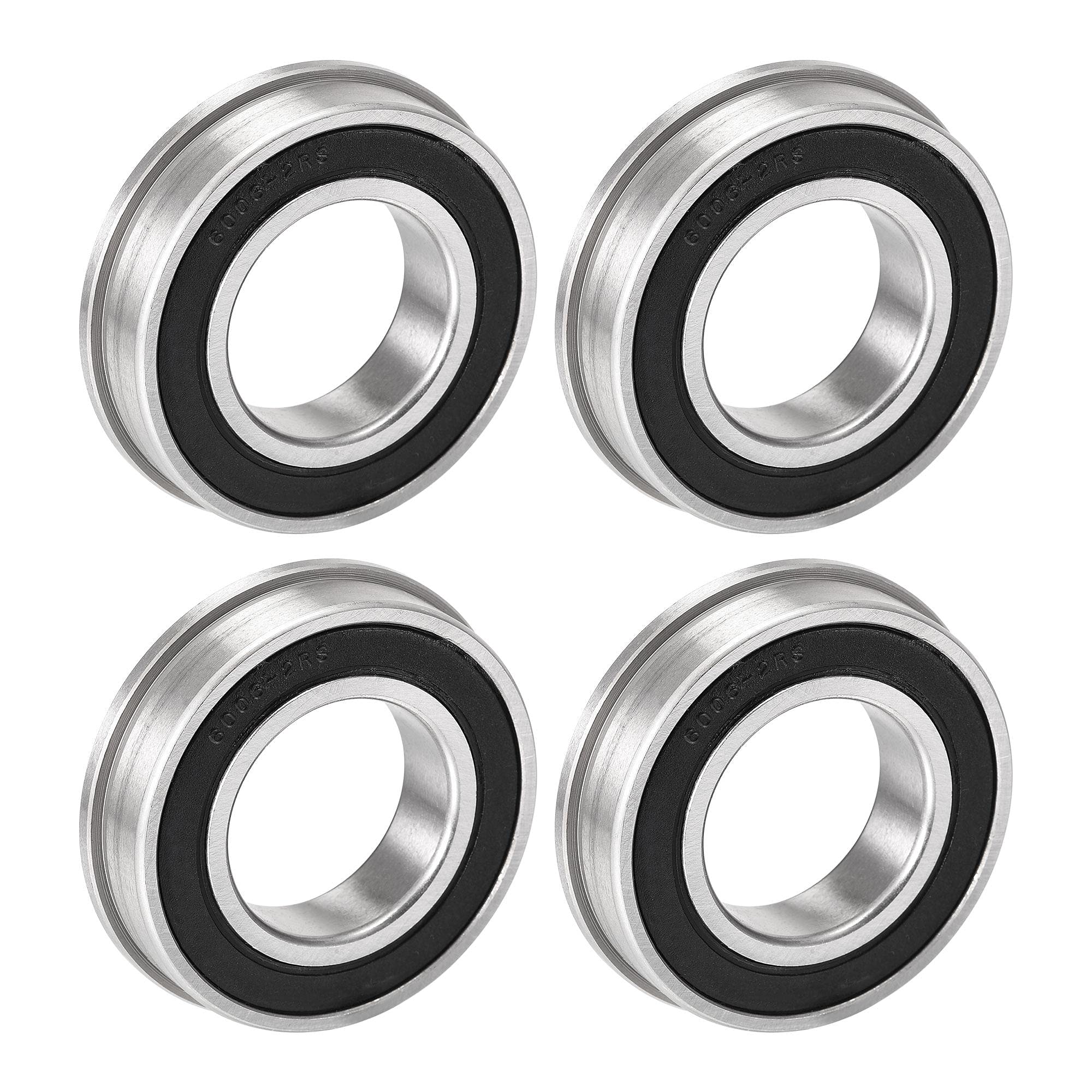 sourcing map F6006-2RS Flanged Ball Bearing 30x55x13mm Double Sealed Chrome Steel Bearings 4pcs