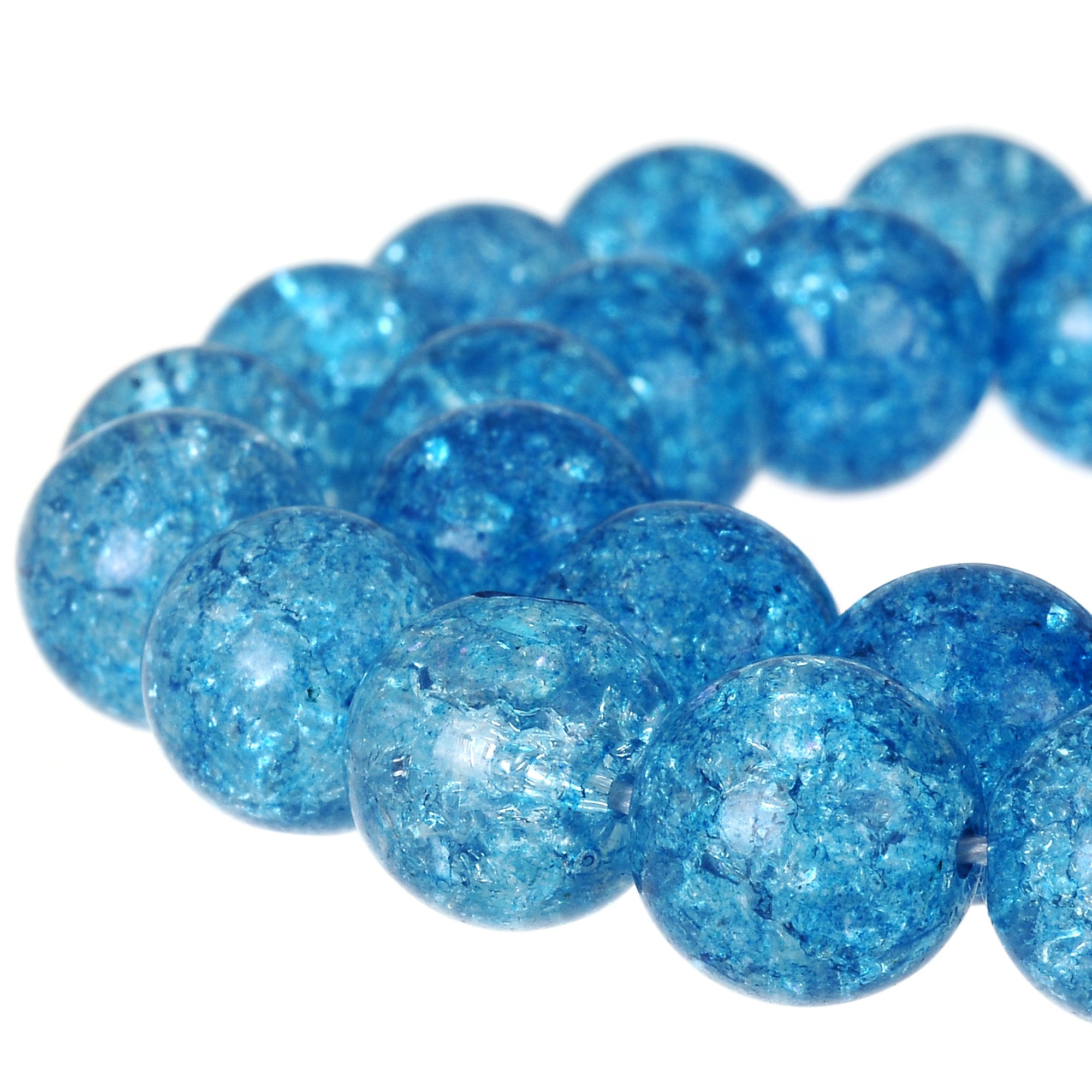 RUBYCA Round Crackle Druk Czech Crystal Pressed Glass Beads for Jewellery Making 6mm Strand (Blue)