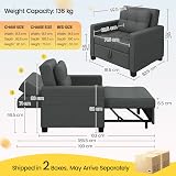 Yaheetech Sleeper Sofa Chair Bed 3 in 1 Adjustable Dark Gray Fabric view 3