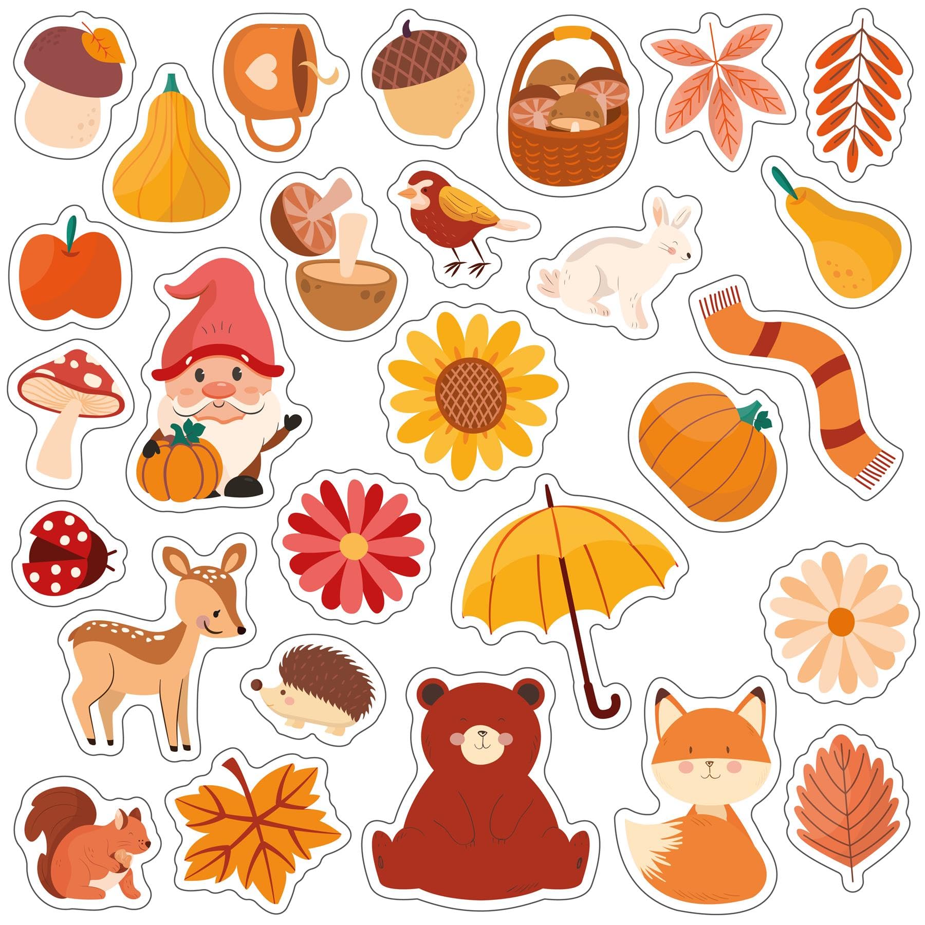WALPLUS Window Gel Stickers Thick Window Gel Clings Reusable Gel Window Stickers Kids Fall in Forest Cute Animals Window Stickers Kids Classroom Gel Stickers for Kids 28 PCS