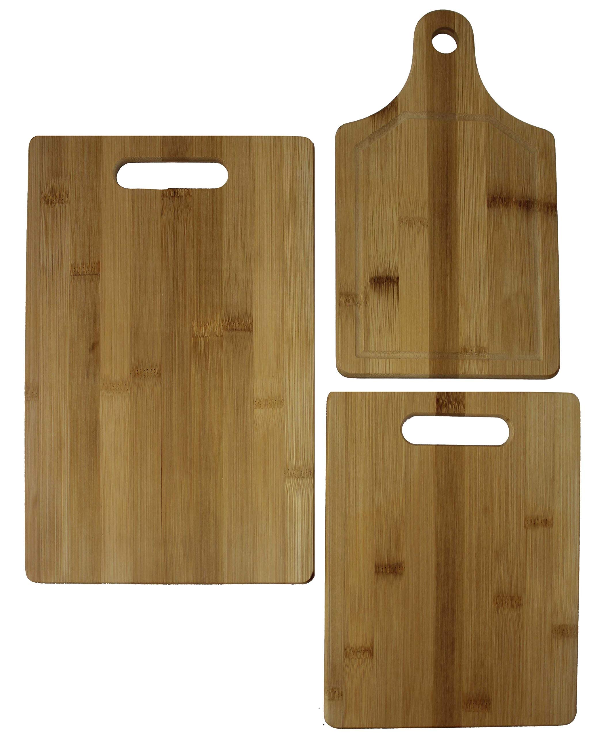 MRKT FINDS 3PK Bamboo Wood Cutting Board with Juicer Groove, Kitchen