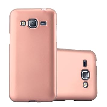 Cadorabo Hülle für Samsung Galaxy J3 / J3 DUOS 2016 (6) in METALLIC Rose Gold – Handyhülle aus TPU Silikon im Matt Metallic D