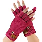 CHENMEI Winter Fingerless Gloves for Men Women - Mittens Finger Wool Gloves with Flip,Warm Half Finger Knitted Cold Weather