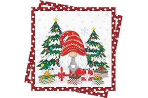 100Pcs Red Christmas Napkins Xmas Table Decorations Disposable Paper Napkins with Snowflakes Xmas Tree for Winter Christmas P