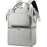 Nufuriri Insulated Bottle Cooler Bag, Holds 6×9oz, 18L Large 2-n-1 Backpack Lunch Bag for Nursing, Work, Daycare (Gray)