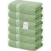 Avalon Towels Luxury Hand Towels (Pack of 6) Size 16x28 Inches - Premium Cotton, Soft and Highly Absorbent Hand Towels for Bathroom, 600 GSM Face Towels, Hotel & Spa Quality, Quick Dry (Sage Green)