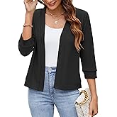 Hount Womens 3/4 Sleeve Cropped Cardigans Lightweight Casual Open Front Bolero Shrugs Sweaters