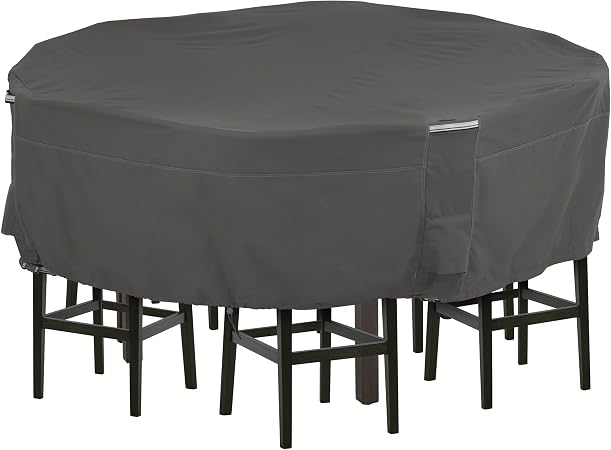Amazon Com Classic Accessories Ravenna Water Resistant 94 Inch Tall Round Patio Table Chair Set Cover Garden Outdoor