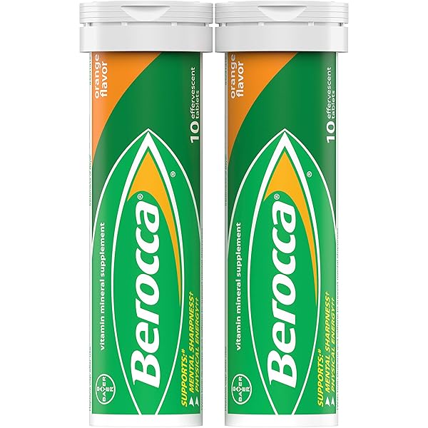 BEROCCA ENERGY VITAMIN SUPPLEMENT FOR MENTAL SHARPNESS AND PHYSICAL ENERGY SUPPORT, ORANGE FLAVOR, EFFERVESCENT TABLETS, 20 COUNT