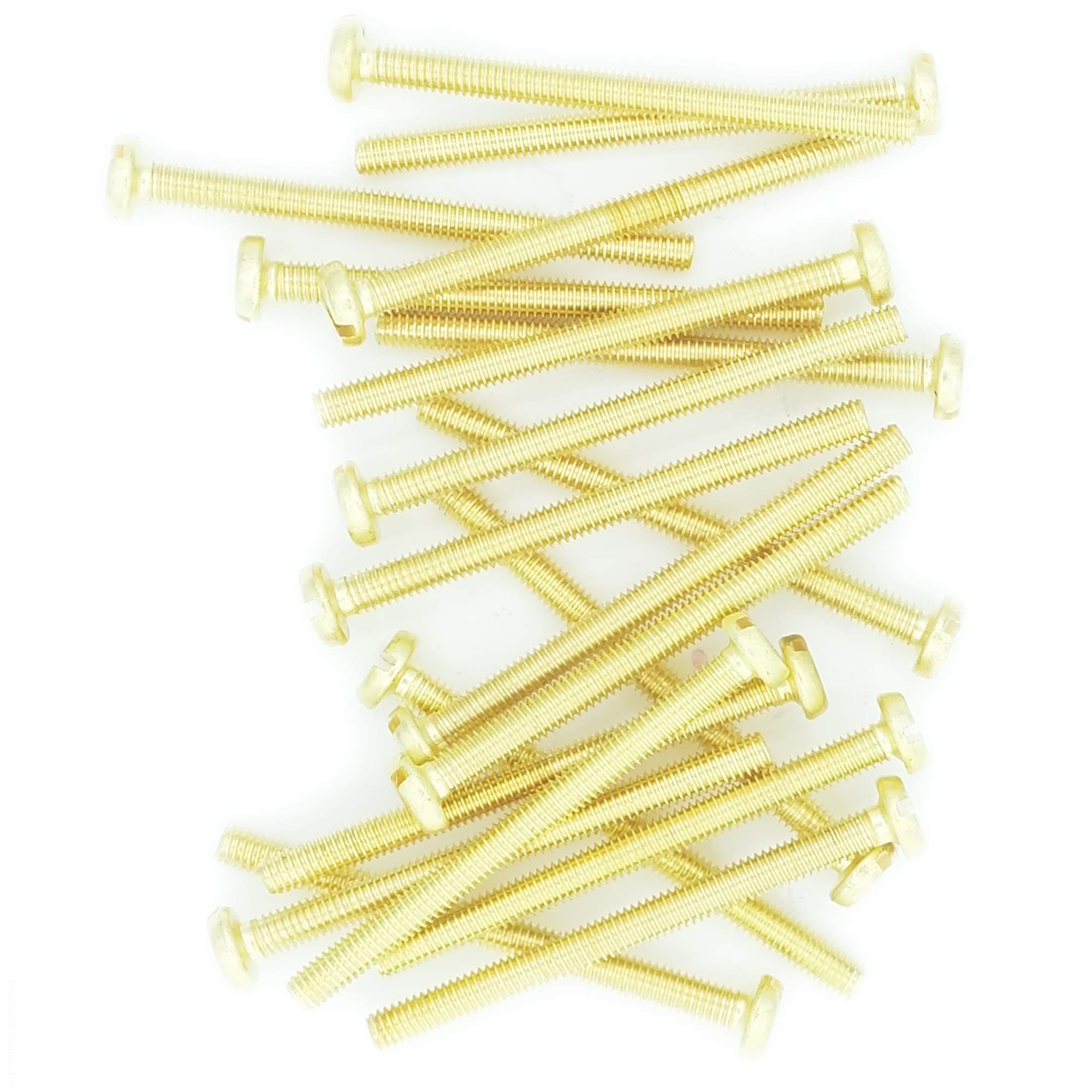 M4 x 16 (4mm x 16mm) Slot Pan Machine Screw (Bolt) - Brass (Pack of 20)