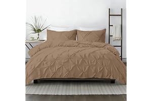 Kotton Culture 120"x 98" 1 Pc Oversized King Pinch Pleated - Pintuck Duvet Cover Only - 100% Egyptian Cotton 600 TC Comforter Cover-Zipper Closure & 7 Internal Ties- Fits Large King Inserts - Taupe