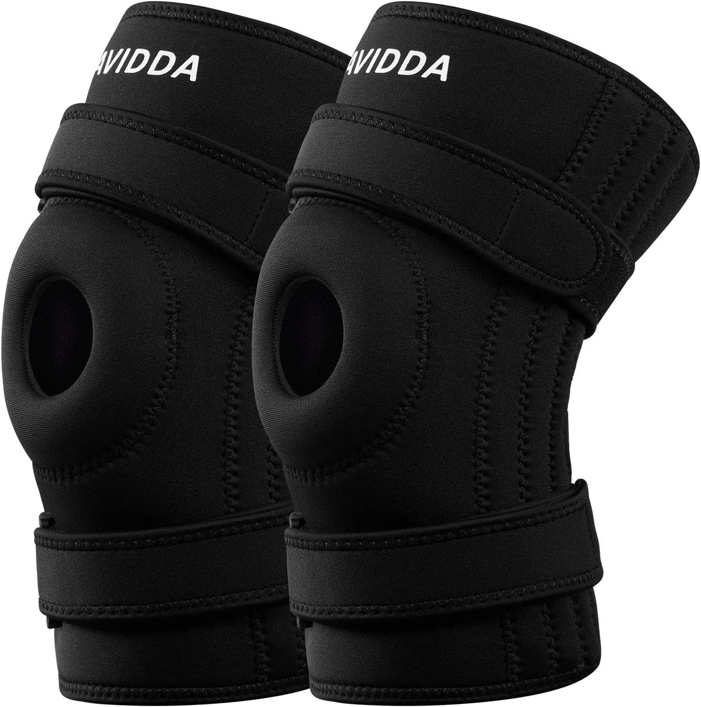 AVIDDA Neoprene Knee Brace 2 Pack, Open Patella Knee Support for Men