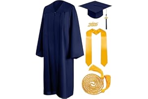 Mukum Graduation Cap and Gown 2025 Set with Tassel Honor Cord Graduation Stoles for High School College Bachelor