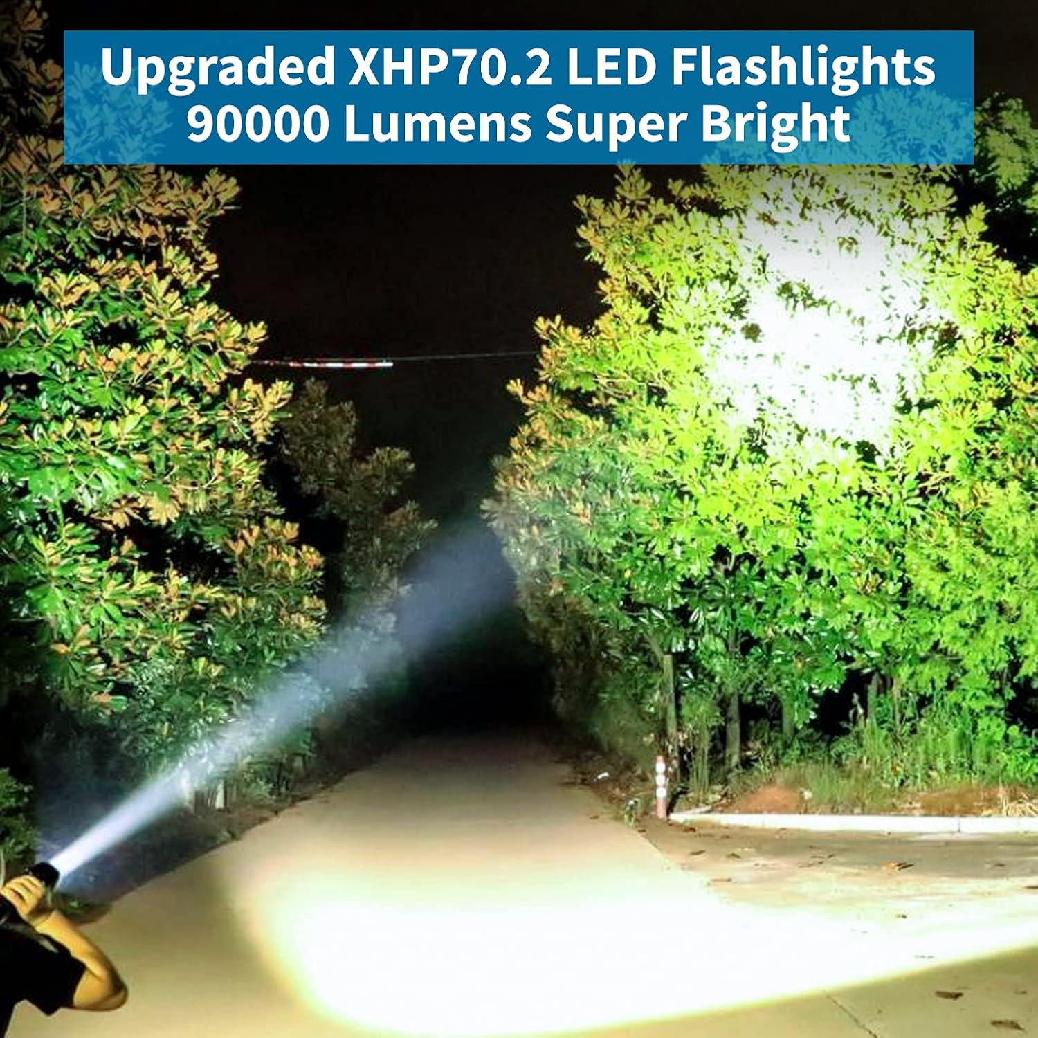 LED Flashlights Rechargeable High Lumens, 90000 Lumens Super Bright Tactical Flashlights, Xhp70.2 Zoomable Waterproof Flash Light 5 Modes for Camping, Hiking, Outdoor, Emergency (with 26650 Battery) - - 