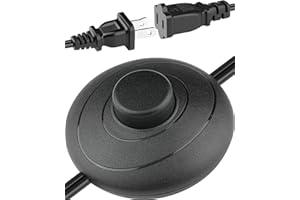 COOLNEON 6ft/1.8m On/Off Extension Cord Foot Switch Pedal, Switch in Middle of Cord, 2-Prong Polarized Plug and Plug in Outlet AWG18 250VAC Step Switch Floor Lamp Christmas Tree Light Push Button Black
