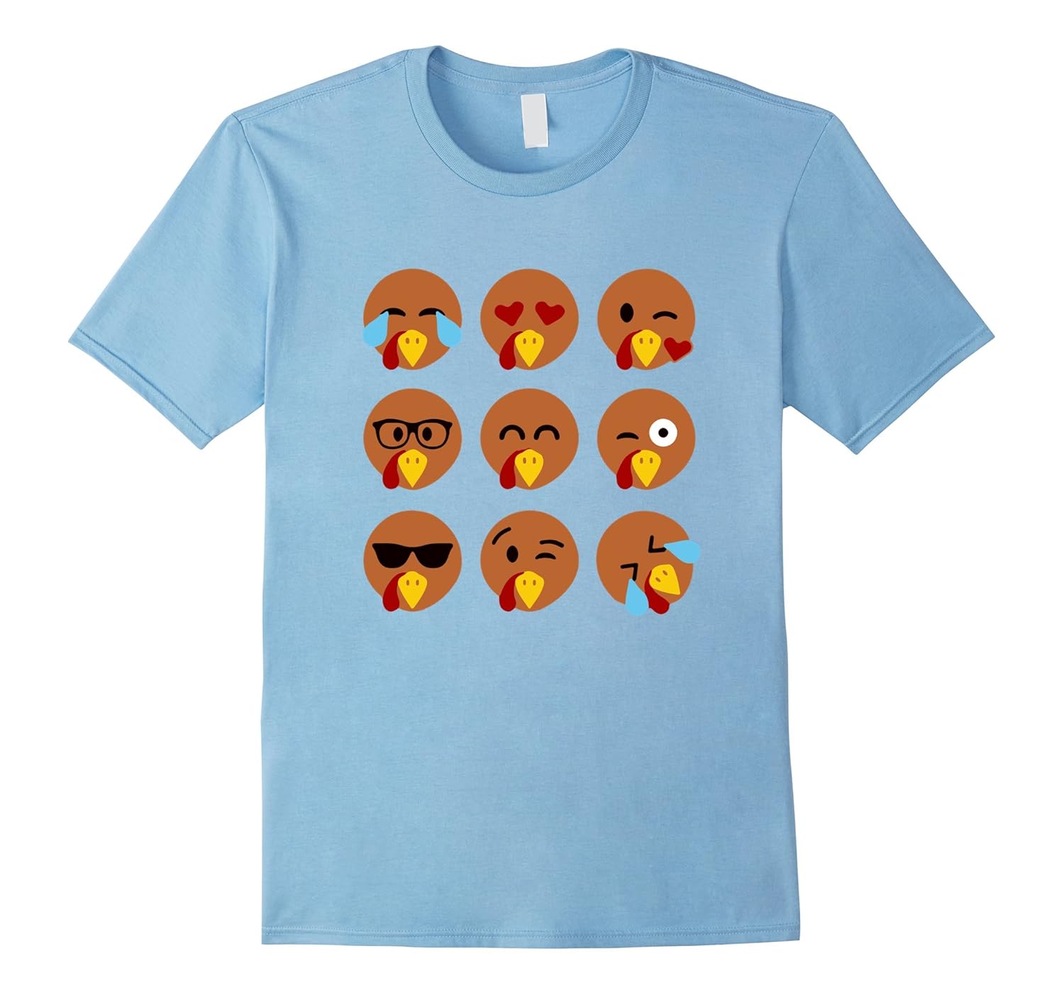 Funny Turkey Emojis Thanksgiving T Shirt-Rose