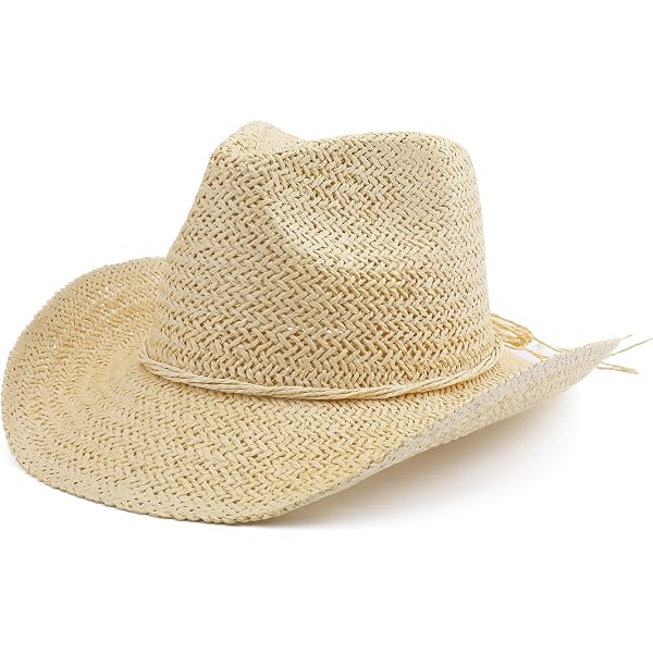 9136 Women\'s Straw Cowboy Hat Summer Cowgirl Woven Sun Hat, Wide Brim Sparkly Gfjmdsil Women main image 2