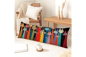 Colorful Cat Body Pillow Covers, Fanciful Cartoon Design Soft Velvet Lumbar Pillow Cover with Zipper, Long Body Pillows Case 