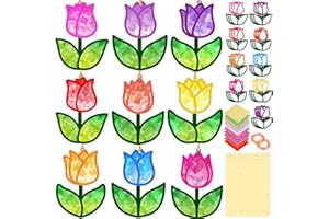 Renbuzhu 40PCS Spring Crafts Bulk: Paper Suncatchers DIY Kit for Activities Decorations, Window Stained Glass Effect Art Orna