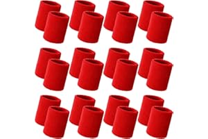 Bememo 24 Pcs Wrist Sweatbands Bulk Sports Wrist Bands for Men Women Breathable Athletic Tennis Wristbands Stretchy Absorbent Cotton Terry for Basketball, Baseball, Gym, Working Out