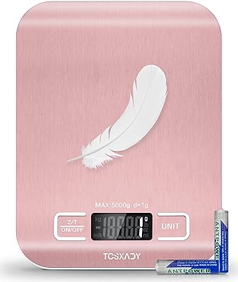 Tcsxady Food Scale, 11lb Digital Kitchen Scale with 6 Units LCD Display and Tare Function,Compact Design for Baking,Healthy Cooking,Meal Prep, 304 Stainless Steel