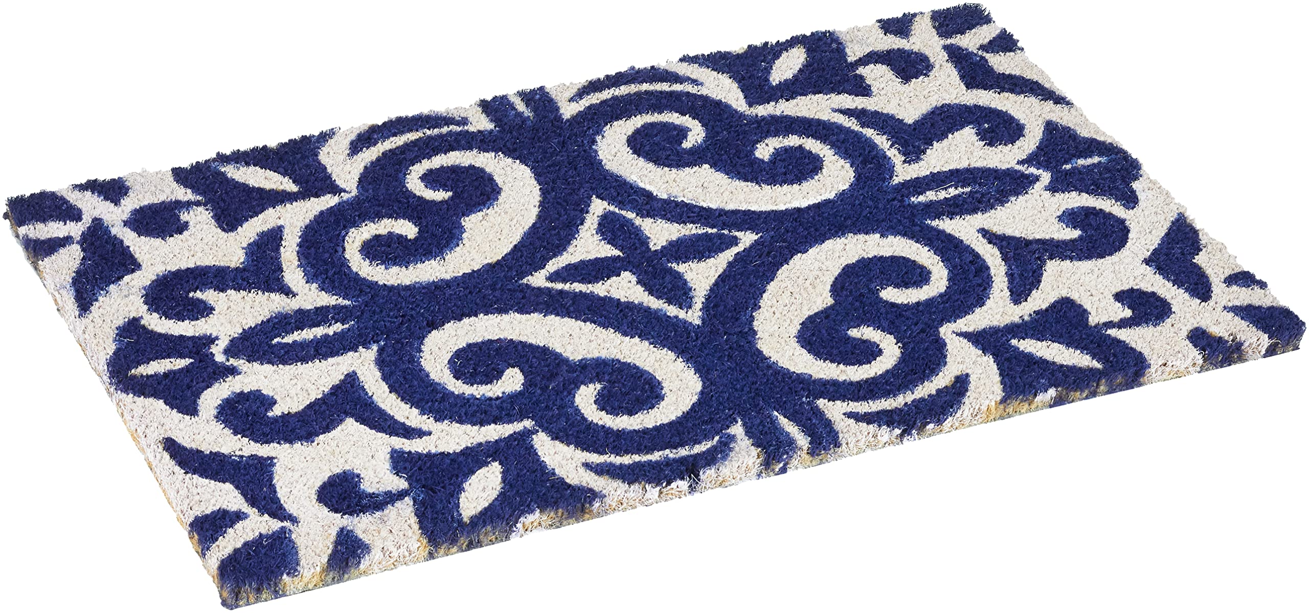 Excelsa Maioliche Entrance Mat, Coconut Fibre, Blue, 40 x 60 cm