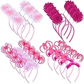 Censen 16 Pcs Pom Pom Headband Party Headbands Tinsel Wrapped Ponytail Head Bopper Costume Headwear Team Spirit Accessories