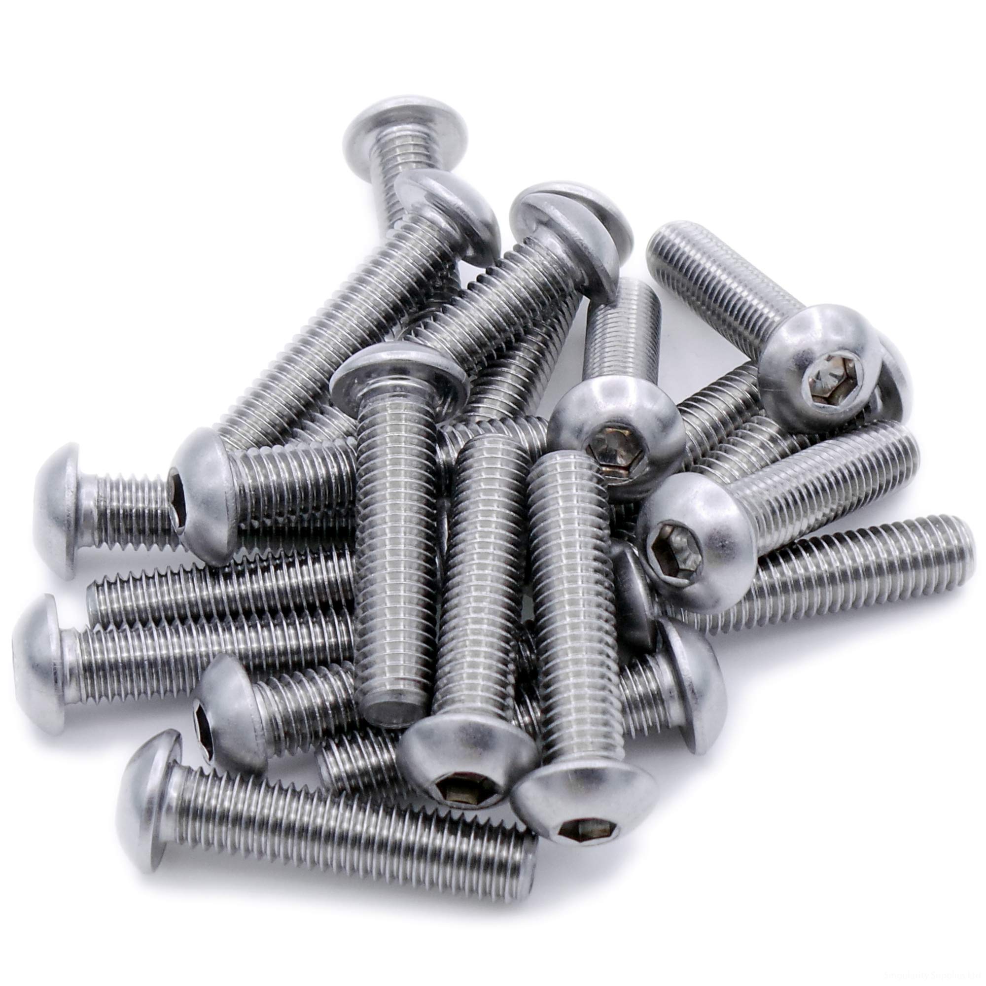 M4 (4mm x 8mm) Hex Socket Button Machine Screw (Bolt) - Stainless Steel (A2) (Pack of 20)