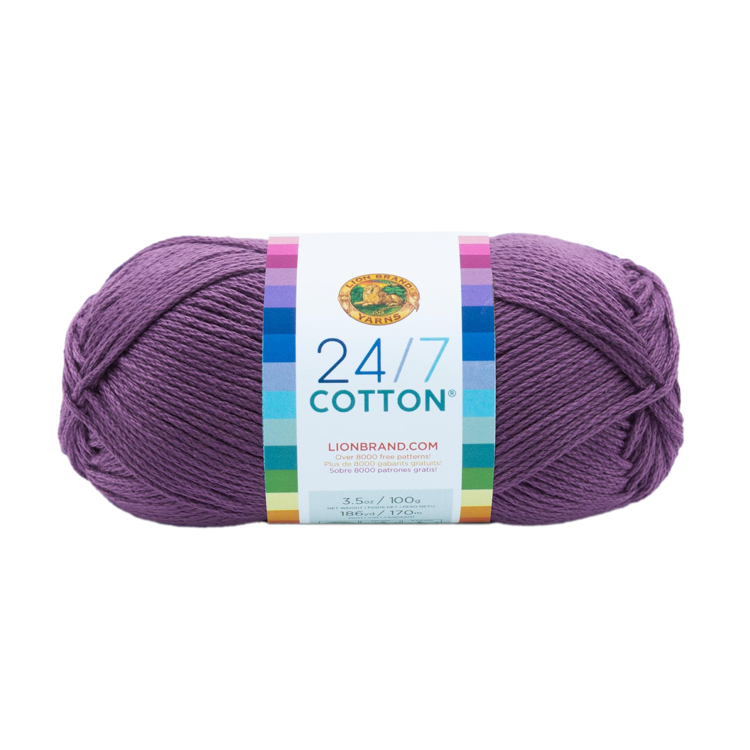 Lion Brand Company Cotton Yarn, Purple, 15.24x6.35x6.35 cm — image 1