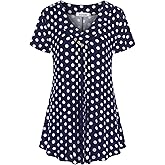 Ninedaily Women's Tunic Summer Short Sleeve Top Loose V Neck Dressy Shirt Blouse