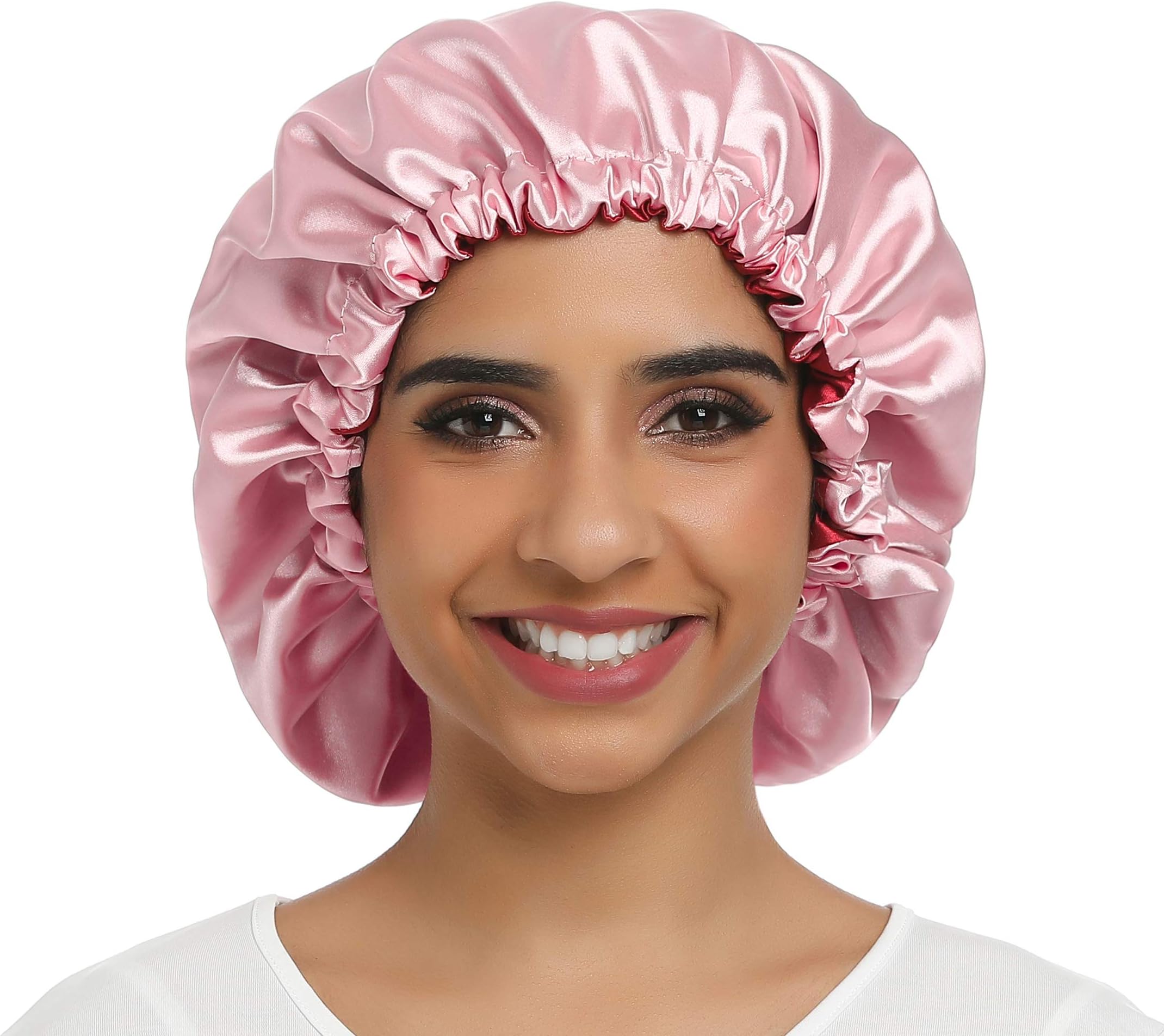 SAYMRE Adjustable Satiny Sleep Cap Hair Bonnet Double Layered Reversible for Women Protective Sleep Hairstyles