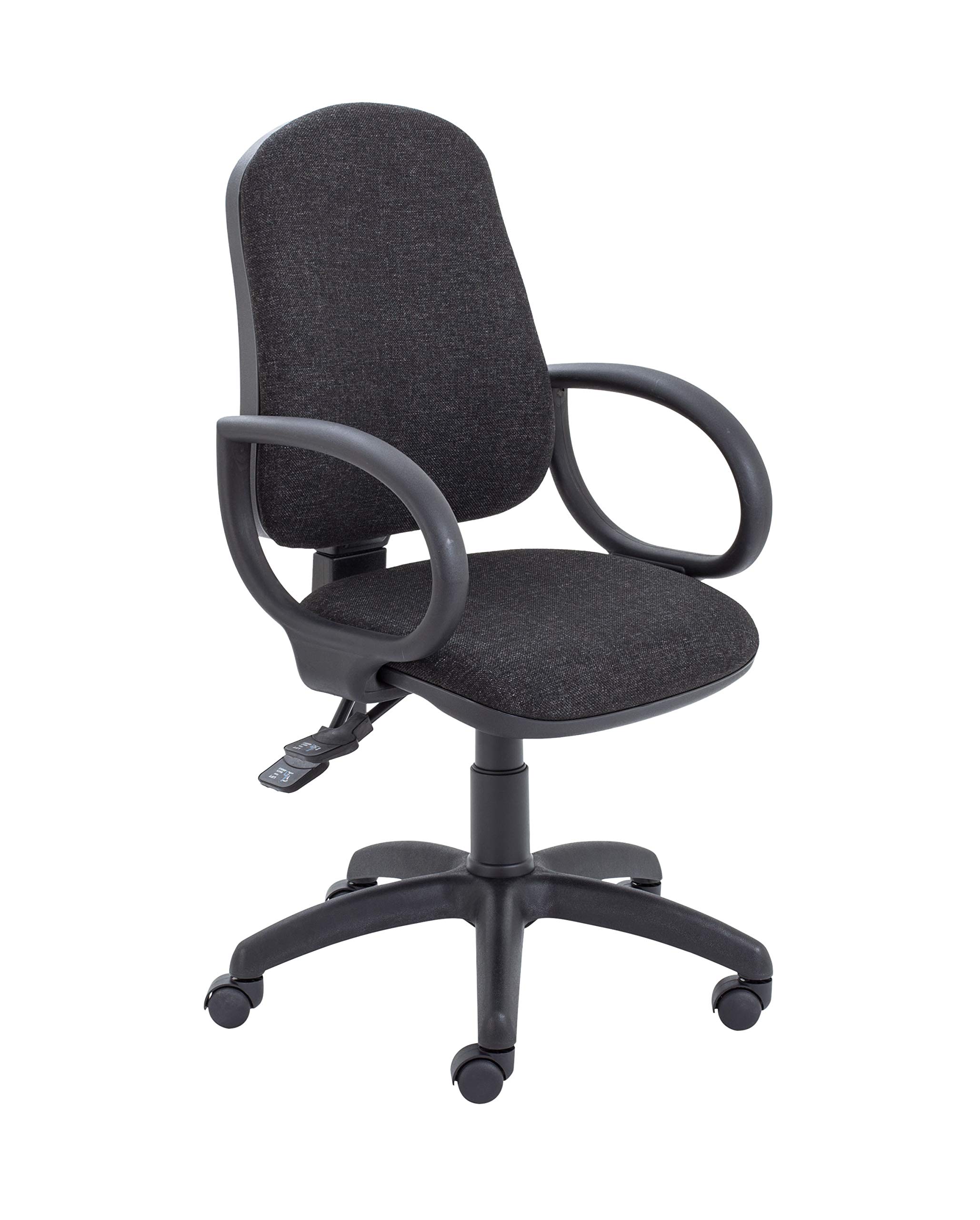 Office Hippo High Back Desk Chair, Ergonomic Home & Office Chair With Height Adjustable Seat & Backrest, Fixed Arms & Lumbar Support For Extra Comfort, Computer Chair - Charcoal Grey