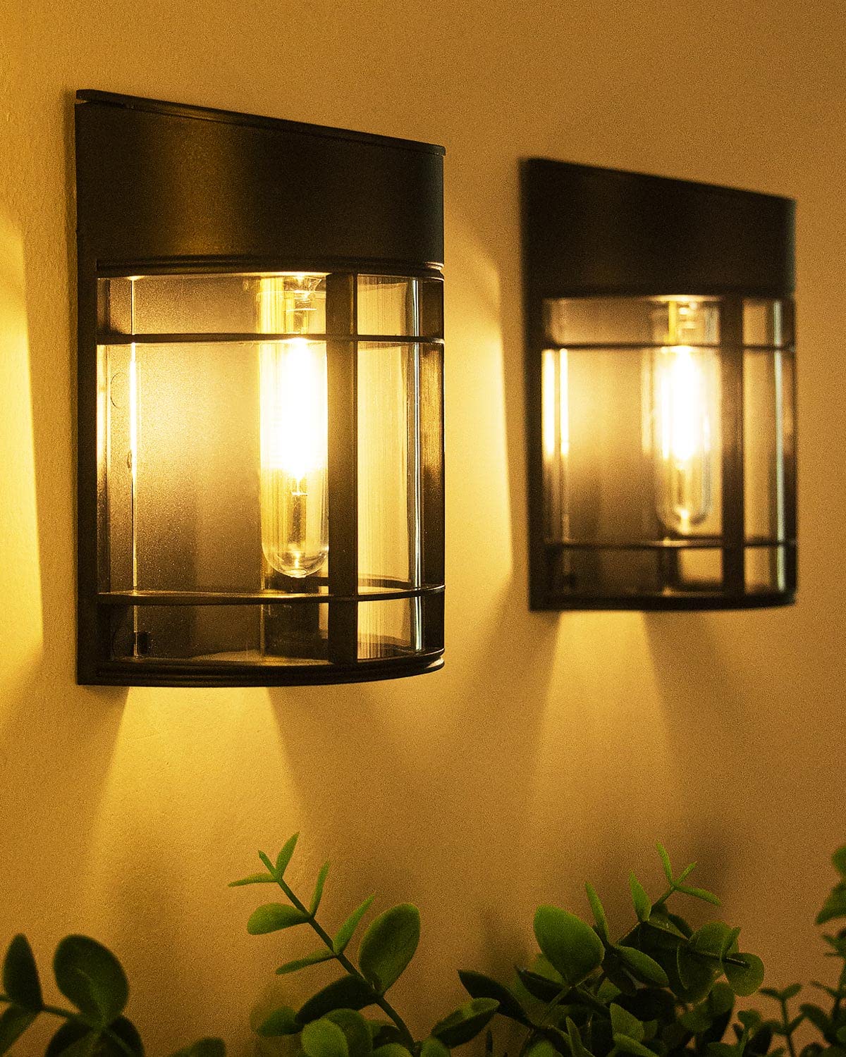 btfarm 【2 Pack】 Solar Fence Lights Outdoor Garden, Solar Outdoor Wall Lights Waterproof Retro LED Wall Lights for Garden Fence Patio Decking Gate Yard Decoration (Warm White)