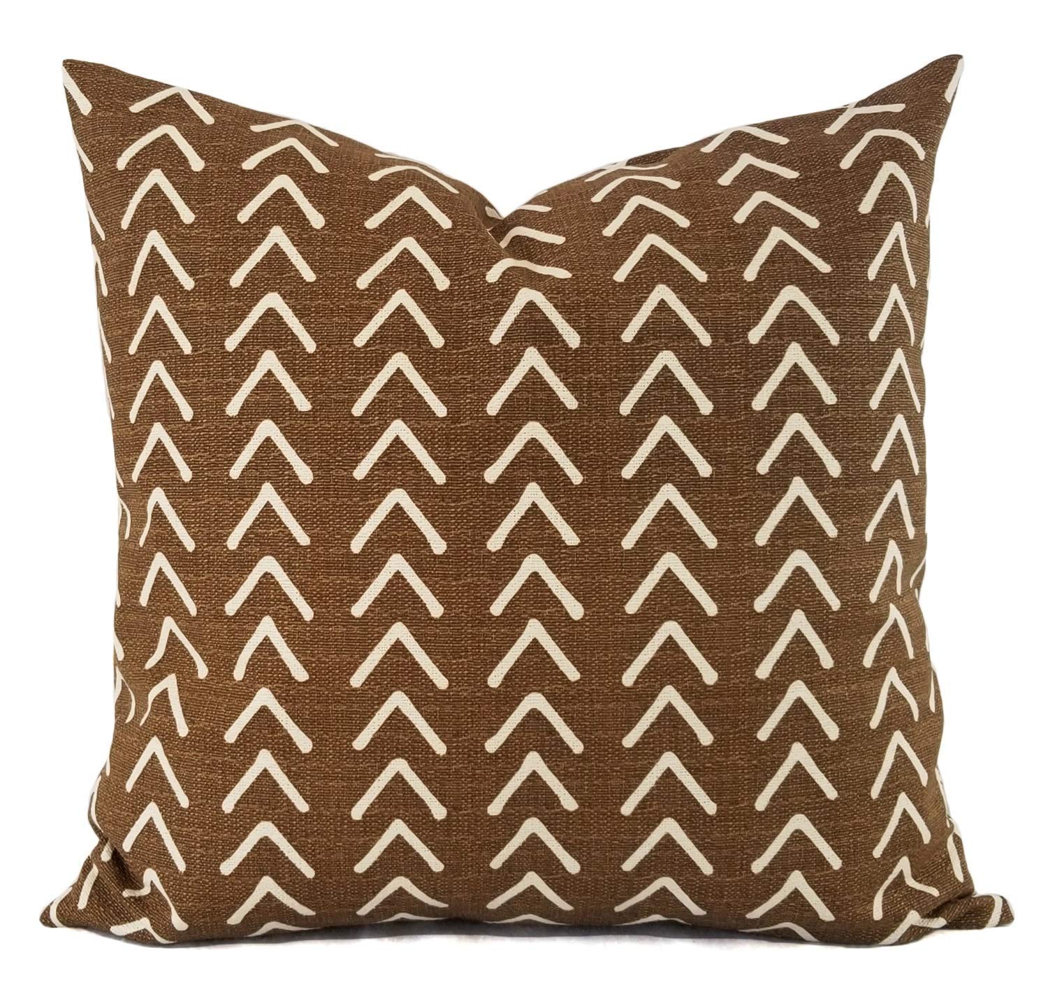Off White and Brown Pillow Covers Brown and Flax Mudcloth
